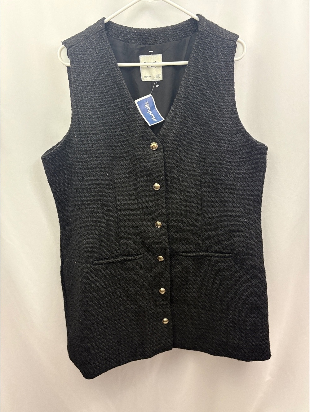 Abercrombie & Fitch Black Mara Button-Front Vest Mini Dress Size XXLP NWT